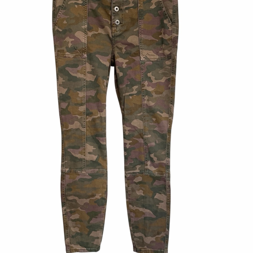 Camouflage Cargo Pants with Button Details